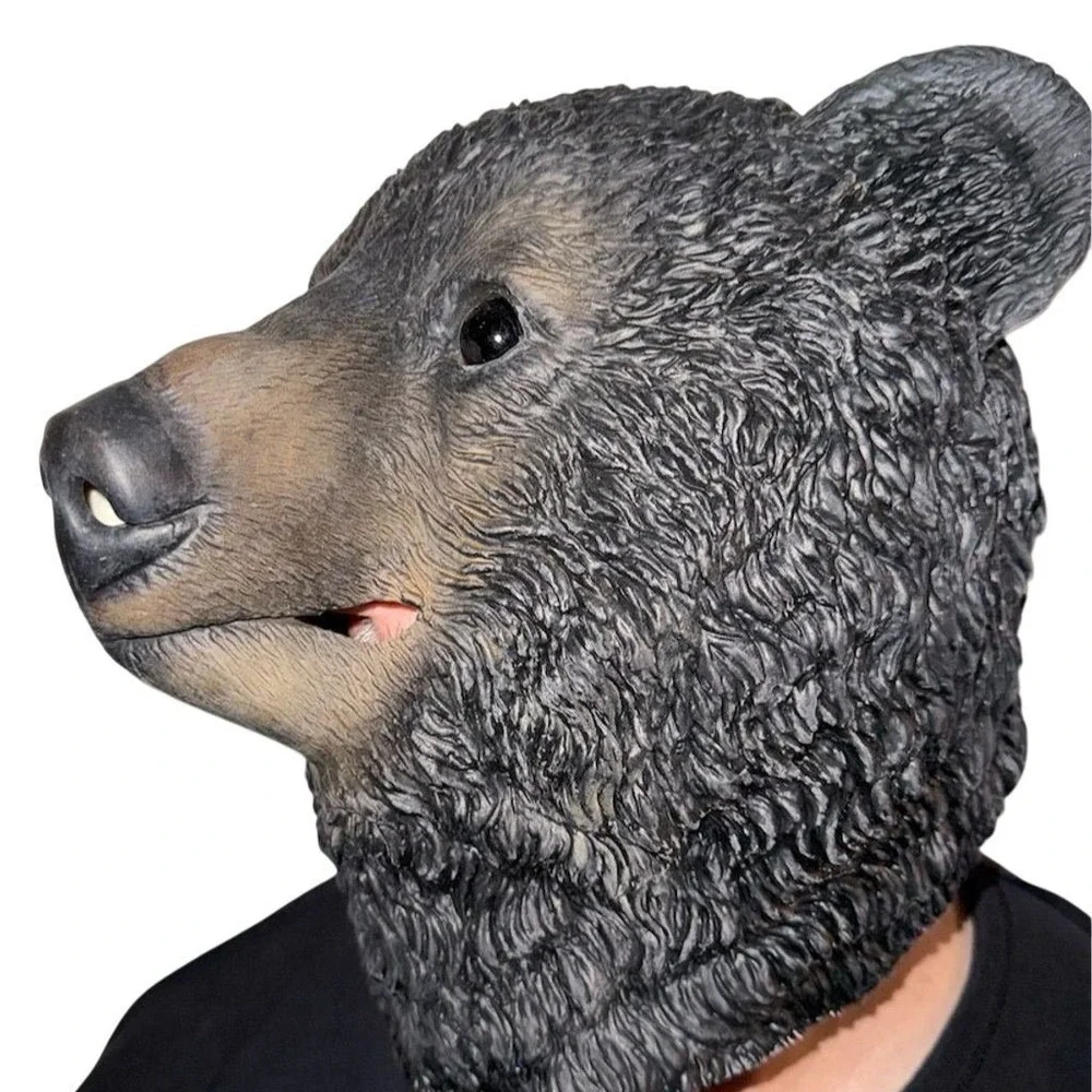 Realistic Black Bear Full‎ Head Mask Halloween Costume Accessory cosplay animal